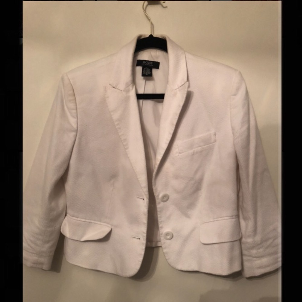 white textured blazer